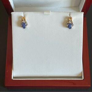 Elegant Lindenwold simulated blue star sapphire Stone Earrings.
